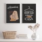 Kit 2 Quadros Decorativos Lavanderia Preto EMarrom2 33x24cm