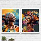 Kit 2 Quadros Decorativos Mulheres Afro 45x34cm