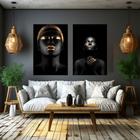 Kit 2 Quadros Decorativos Mulheres Negras Para Sala E Quartos Dourado Preto - Pronta Entrega