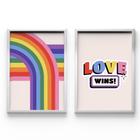 Kit 2 Quadros Decorativos O Amor Vence Orgulho Lgbtqia+ A2