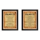 Kit 2 Quadros Decorativos Salmos 23 E 91 Moldura Com Vidro