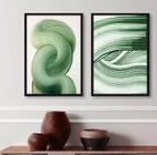 Kit 2 Quadros Decorativos Verdes Abstratos- Ondas 45x34cm