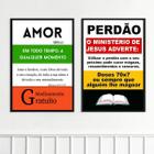 Kit 2 Quadros Evangélicos Amor e Perdão 33x24cm - com vidro