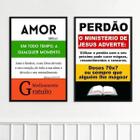 Kit 2 Quadros Evangélicos Amor E Perdão 45X34Cm - Com Vidro