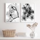 Kit 2 Quadros Florais Transp. 33x24cm - Com Vidro