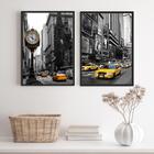 Kit 2 Quadros Fotografias n.Y Taxi Amarelo 24x18cm - Vidro