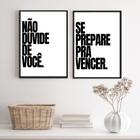 Kit 2 Quadros Frases Motivacionais - Vencer 24x18cm - com vidro