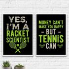 Kit 2 Quadros Frases Tennis 24x18cm - com vidro