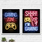 Kit 2 Quadros Gaming Zone 45x34cm - com vidro