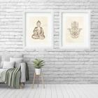 kit 2 Quadros Grandes Buda Hamsa - 60x48cm