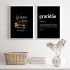 Kit 2 Quadros Gratidão Chave Vida 45x34cm - Vidro