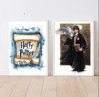 Kit 2 Quadros Harry Potter Aquarela - 33x24cm