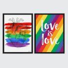 Kit 2 Quadros LGBT Coração Gay 33x24cm