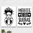 Kit 2 Quadros Mereces Los Que Sueñas 33x24cm