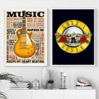 Kit 2 Quadros Music Life - Guns 'N' Roses 24x18cm - com vidro