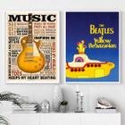 Kit 2 Quadros Music Life - Yellow Submarine 24x18cm