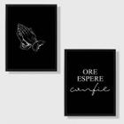 Kit 2 Quadros Ore Espere E Confie 45x34cm - com vidro