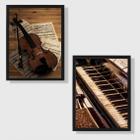 Kit 2 Quadros Piano e Violino 24x18cm - com vidro