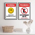 Kit 2 Quadros Placas Cristãs - Fé 33X24Cm - Com Vidro