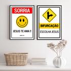 Kit 2 Quadros Placas Cristãs - Jesus 33x24cm - com vidro