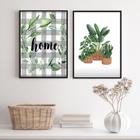 Kit 2 Quadros Plantas - Home 24X18Cm - Com Vidro