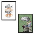 Kit 2 Quadros Psicologia Arte 33X24Cm - Com Vidro Preta