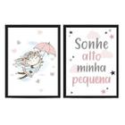 Kit 2 Quadros Quarto Infantil Menina 33X24Cm Madeira Branca