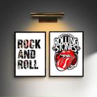 Kit 2 Quadros Rock - Rolling Stones 24x18cm - com vidro