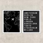 Kit 2 Quadros Viagem Placa De Aeroporto 33x24cm