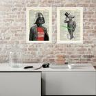 Kit 2 Quadros Vintage Yoda e Vader 33x24cm - com vidro