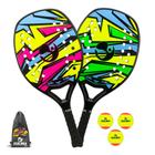 Kit 2 Raquete Beach Tennis + 3 bolas Oficiais