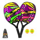 Kit 2 Raquete Beach Tennis Sulina Thunder fibra + mochila e bola