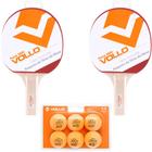 Kit 2 Raquete de Ping Pong Tênis de Mesa + 6 Bolinha de Ping Pong Vollo