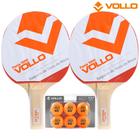 KIt 2 Raquete de Tênis de Mesa Ping Pong Force 1000 Vollo Sports + 6 Bolas Laranja 3 Estrela Vollo.