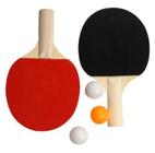 Kit 2 Raquete Tênis De Mesa Lisa Com 3 Bolinhas Ping Pong