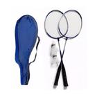 Kit 2 Raquetes Badminton Petecas e Bolsa