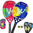 Kit 2 Raquetes Beach Tennis Full Carbon 3K Camewin Top Shark