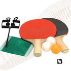 Kit 2 Raquetes de Tenis De Mesa Com 3 Bolinhas e Rede Ping Pong Profissional Infantil Adulto - Red Star