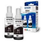 kit 2 Refil de Tintas T664 preto para impressora tank L575, L1300, L395, L495, L396, L656