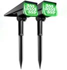 Kit 2 Refletor Ecoforce Solar 6 Leds Verde 10x Mais Forte Spot Jardim 18751 Á Prova De Água Luminária Sem Fio Liga Automaticamente