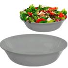 Kit 2 Saladeiras Tigela Melamina 25cm Grande Cinza Fruteira