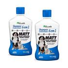 Kit 2 Shampoo e Condicionador Pet 6x1 Anti Pulgas Carrapatos Sarna Cães Gatos
