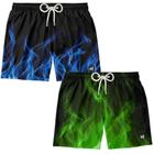 kit 2 Short de Banho Masculino de Praia Estampado Surf Boardshort Moda Esportiva