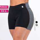 KIT 2 Short Fitness Biker Cintura Alta Zero Transparência Academia Básico Feminino