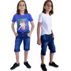 Kit 2 Short Masculino Infanto juvenil Jeans Com Licra 5