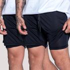 Kit 2 Short Treino Masculino Corrida Academia Mauricinho Tactel Dryfit