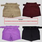 Kit 2 Shorts Feminino Com cinto Cintura Alta M aos Plus Size - M G ou GG até 52
