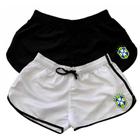 Kit 2 Shorts Feminino Tactel Brasil Com Bolsos Moda Praia Relaxado