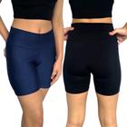 Kit 2 Shorts Femininos Meia Coxa Justos Cós Lisos Cores Sortidas Suplex Pp ao Plus Size