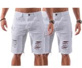 Kit 2 shorts jeans masculino moderno destroyed